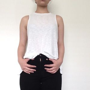 Ribbed White Tank Top